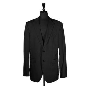 Hugo Boss Mens Blazer Black 100% Wool 2 Button Lined Suit Jacket Sport Coat 44L